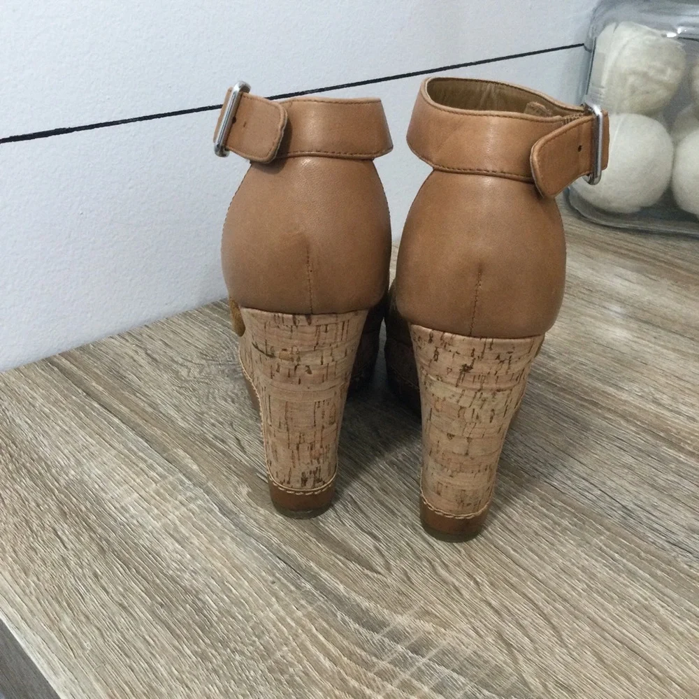 Marc Fisher Hillary cork ankle strap wedge womens size 6.5